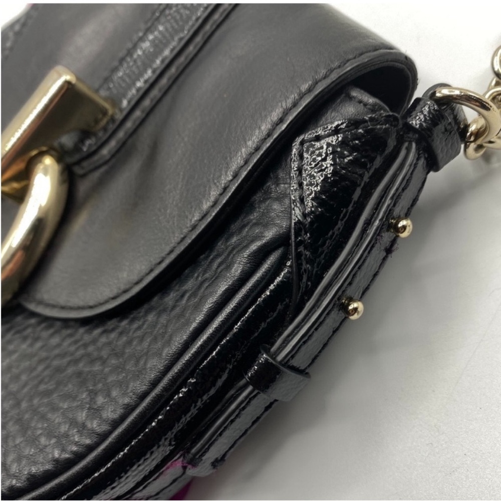 Diane von Furstenberg Sutra Mini Leather Crossbody bag purse black gold strap - Picture 3 of 8